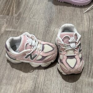 New Balance Kids Pink and White Athletic Sneakers